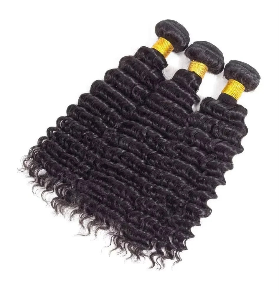 Deep Wave Human Hair Bundles Brazilian Hair Natural Color Deep Wave One Weave Bundles Unprocessed Human Hair 30 40 Inches