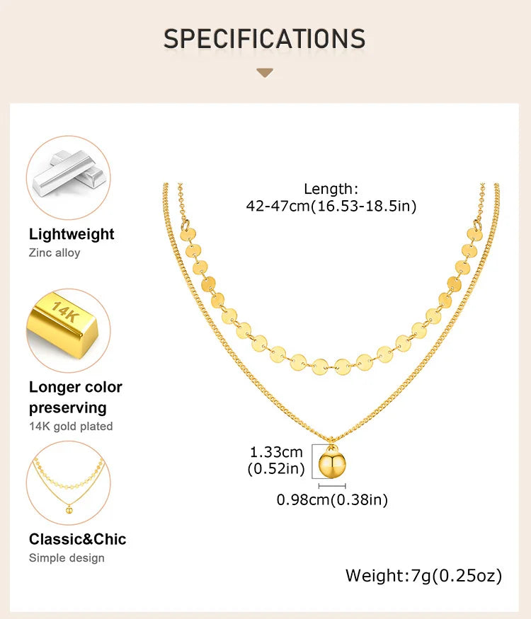 Layered Necklaces for Women Trendy, Bohe Ball Pendant,Chain Choker Necklaces, Non Tarnish Jewelry Gifts