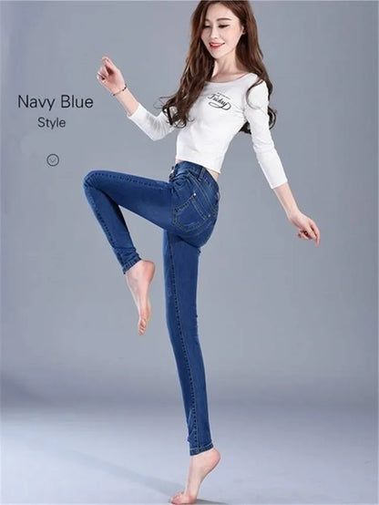2023 New Jeans For Women Skinny High Waist Stretch Waist Feminino Pants Female denim Blue Black Trousers Pencil Jeans