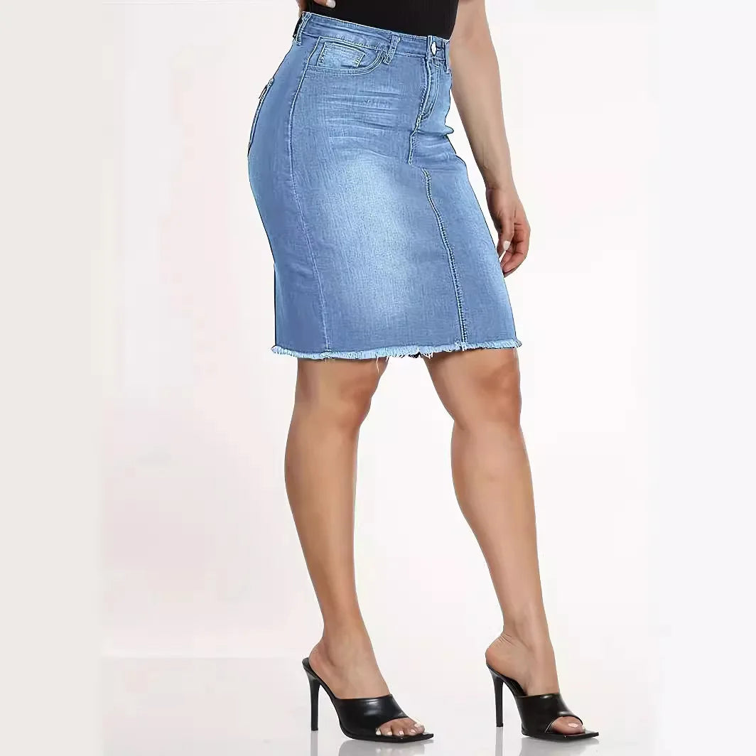 Women's Casual Jean Skirt High Waist Stretch Denim Skirts