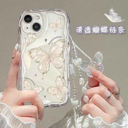 Fashion Butterfly Hand Chain Phone Case For Realme C67 C63 C53 C65 C11 C33 C31 C35 C55 C21Y C20 C21 C12 C15 C25 C30 GT6 Cover
