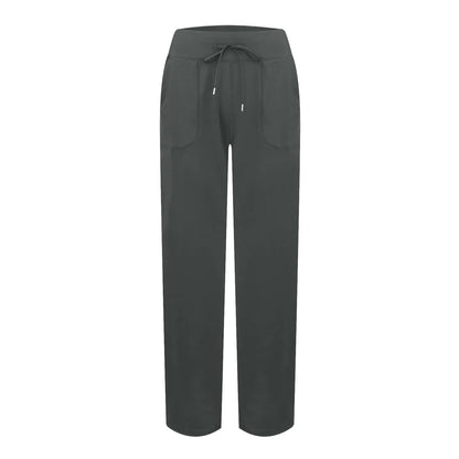 Wide Leg Yoga Pants For Women Solid Color High Waist Sweatpants With Pockets Stretch Comfy Workout Sports Trousers