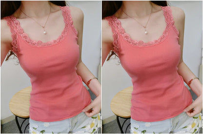 2024 Summer Top Women Sleeveless Lace Tank Top Sexy Women's T-shirt Vest Tank Tops Female Vest Tops White Black Underwear Women