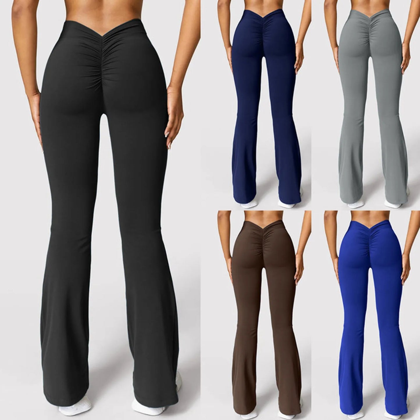 Women'S Slim Fit Yoga Pants Womens Stretch Yoga Leggings Fitness Running Gym Sports Full Length Active Pants Flared Trousers