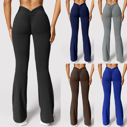 Women'S Slim Fit Yoga Pants Womens Stretch Yoga Leggings Fitness Running Gym Sports Full Length Active Pants Flared Trousers
