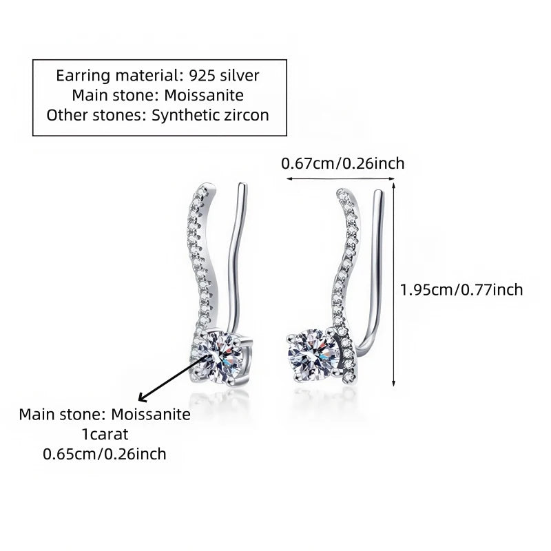 925 silver 0.5 carat * 2 linear earrings simple and casual personality avant-garde fashion high quality couple earrings