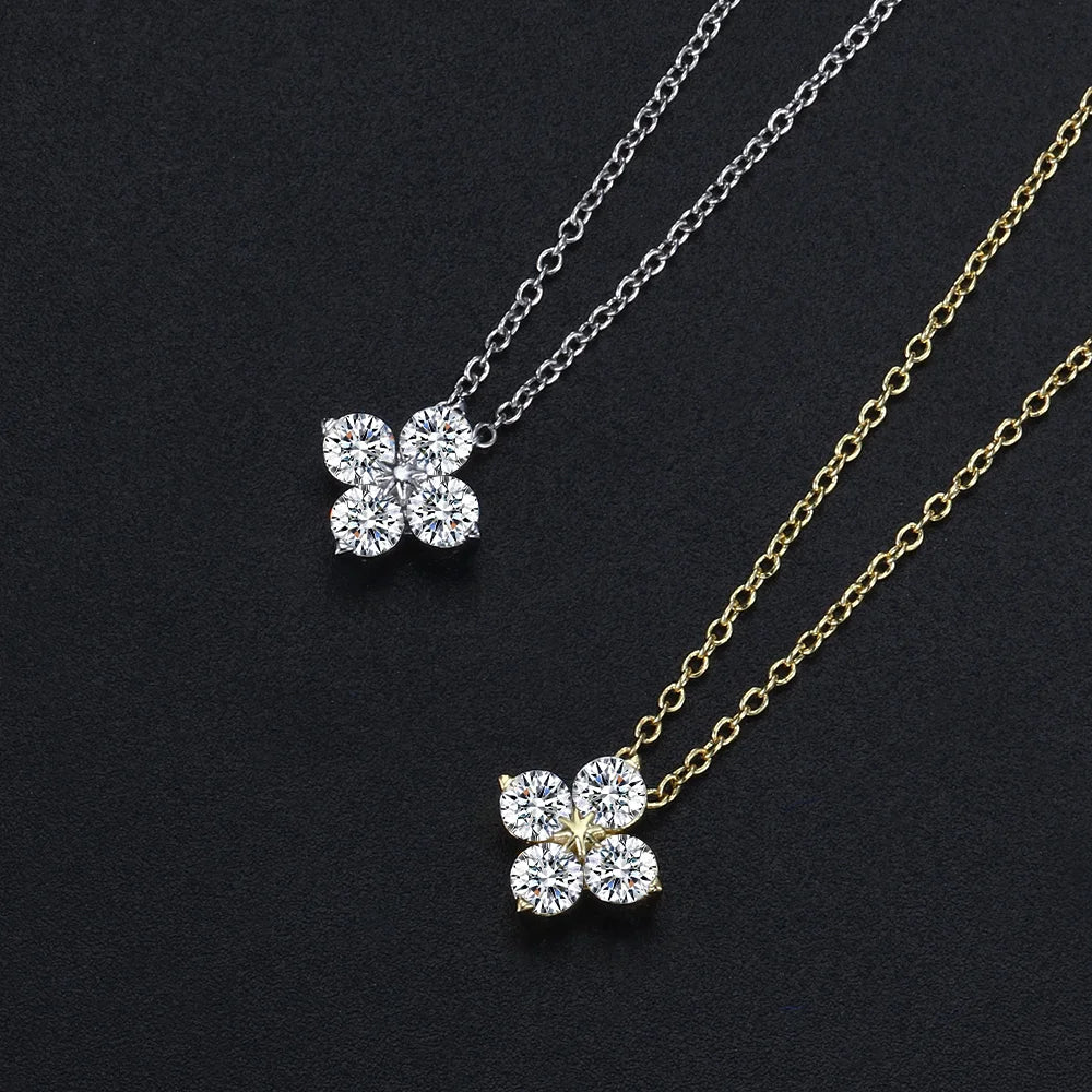 Women's Neck Chain Simple Daily Crystal Flower Pendant Necklaces Gold Color Chokers Birthday Gift For Girls Fashion Jewelry N087