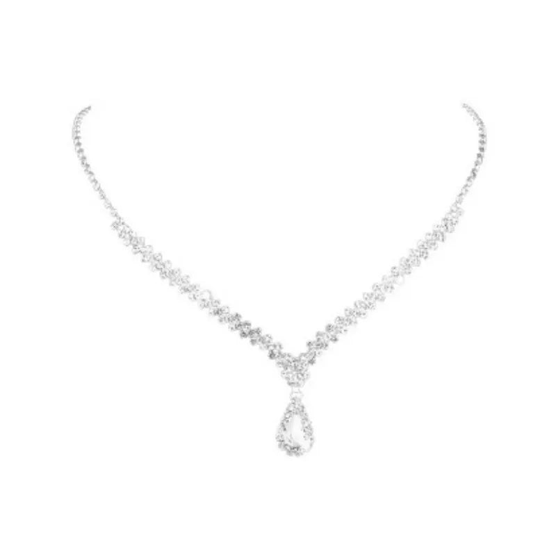 Full Zircon Sparkling Necklace for Women Water Droplet Tassel Necklace Fashion Choker Sweater Chain Sweater Accessories Necklace