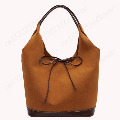 Women PU Tote Bag Designer Shoulder Bags Fashion Bucket Bag Large Capacity Suede Tote Purse Handbag Stylish Commuting Bag