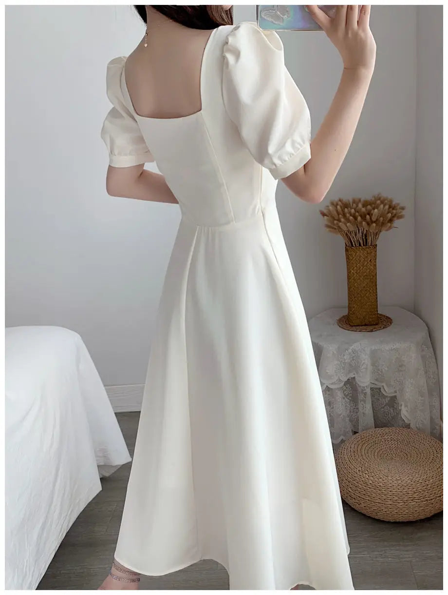Dresses for Women 2023 Spring New White Dress Women's White Skirt Waist Slimming Temperament Over-the-knee Long Skirt Summer