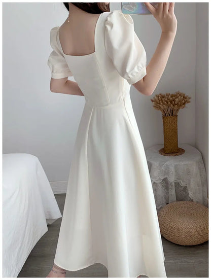 Dresses for Women 2023 Spring New White Dress Women's White Skirt Waist Slimming Temperament Over-the-knee Long Skirt Summer