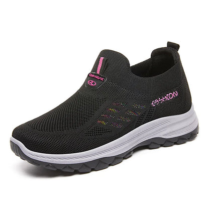 Women's Flat Shoes Slip on Casual Shoes New Luxury Platform Loafers Knitted Breathable Sneakers Soft Sole Lightweight Mom Shoes