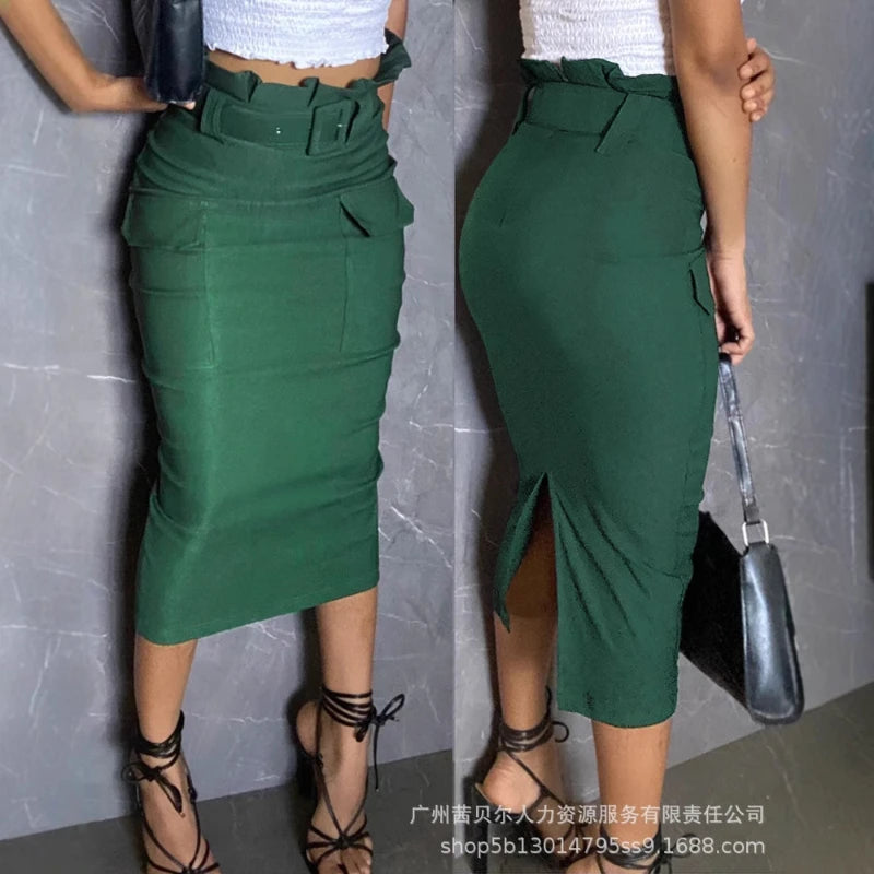 Skirts Mid Length Skirt Women Slim Fit Casual High Waist Bodycon Y2k Streetwear Elegant Splice Temperament Party Work Spring