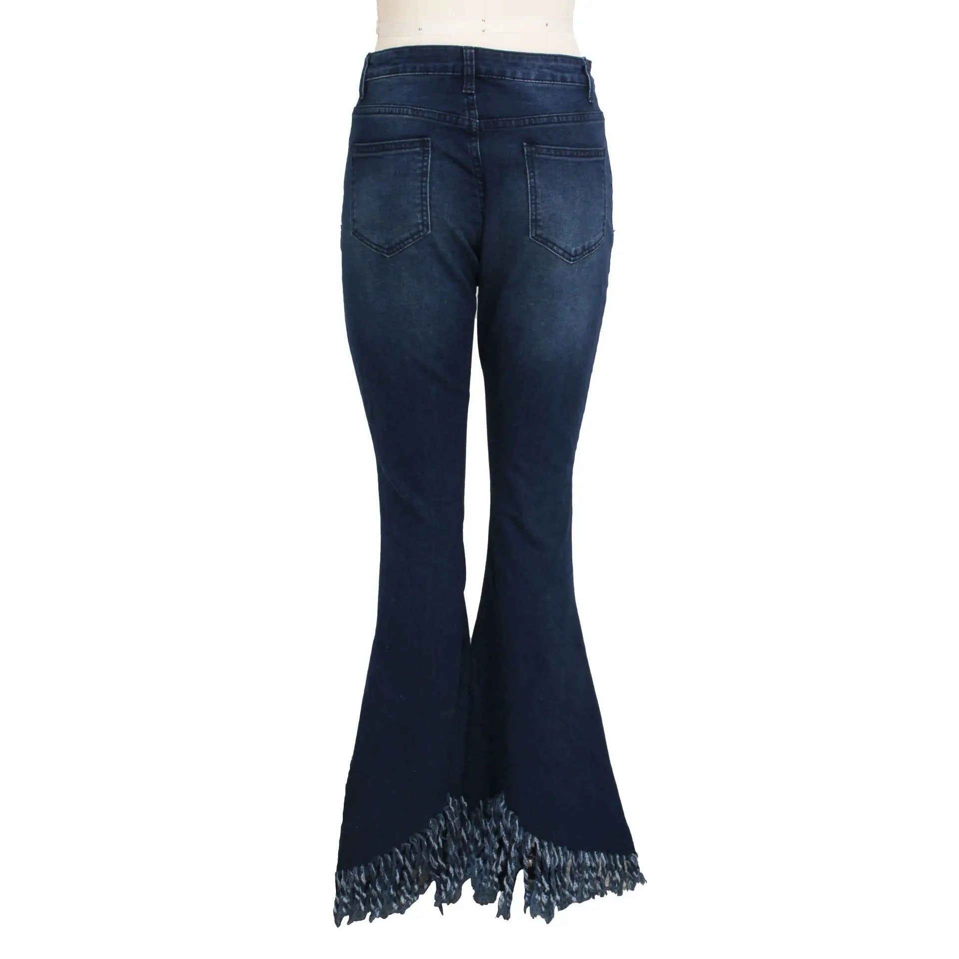 Jeans Women Long Pants Flare Pant Slim Fit Bodycon Y2k Streetwear Casual Elegant Splice Denim Trousers Solid Hole High Waist