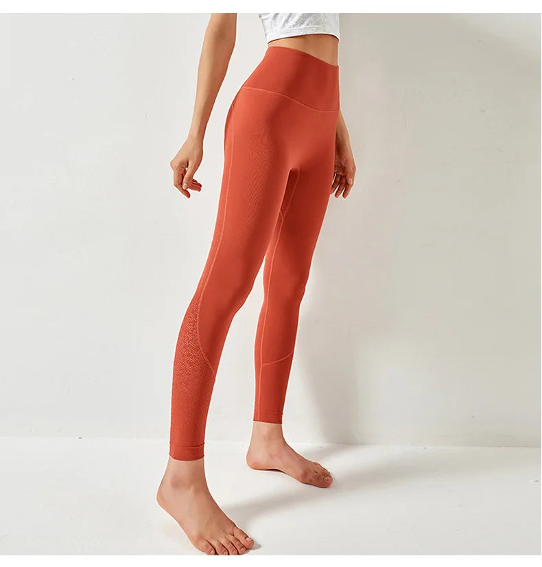 Women High Waist Yoga Pants Leggings with Back Pocket Running Cycling Breathable Sports Leggings Fitness Workout Gym Clothing