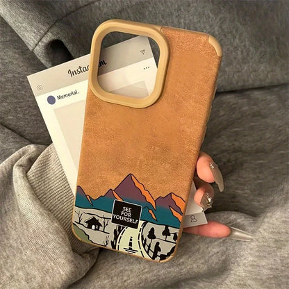 California Highway Flip Fur Leather Phone Case For iPhone 15 Pro Max Cases iPhone 11 12 13 14 16 Pro Max XS X XR 15 Plus Cover