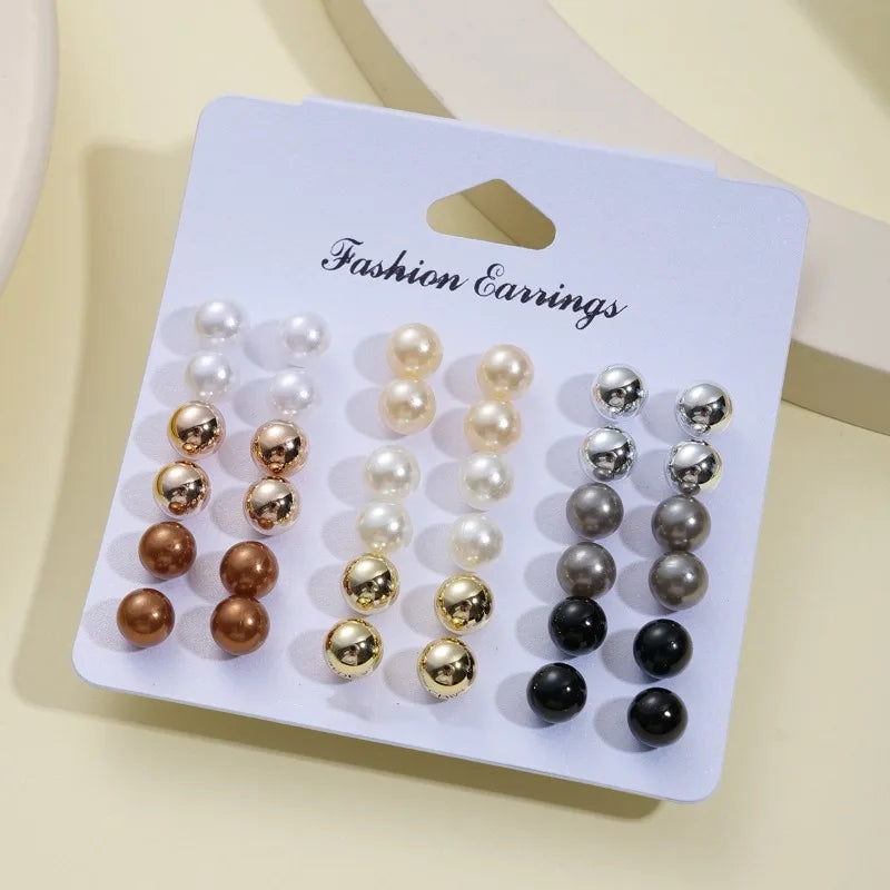 18 Pairs of Simple Imitation Pearl Earrings, Casual and Elegant Style, Lightweight, Women Wear Earrings for Daily Wear