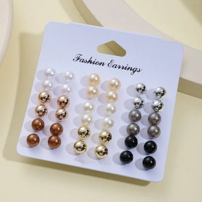 18 Pairs of Simple Imitation Pearl Earrings, Casual and Elegant Style, Lightweight, Women Wear Earrings for Daily Wear