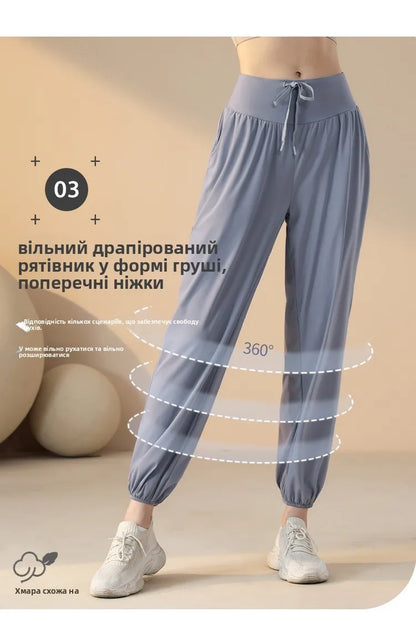 Women's Casual Loose Yoga Pants Dance Running Outdoor Sports Long Trousers Qui Dry Breathable Comfortable Sweatpants