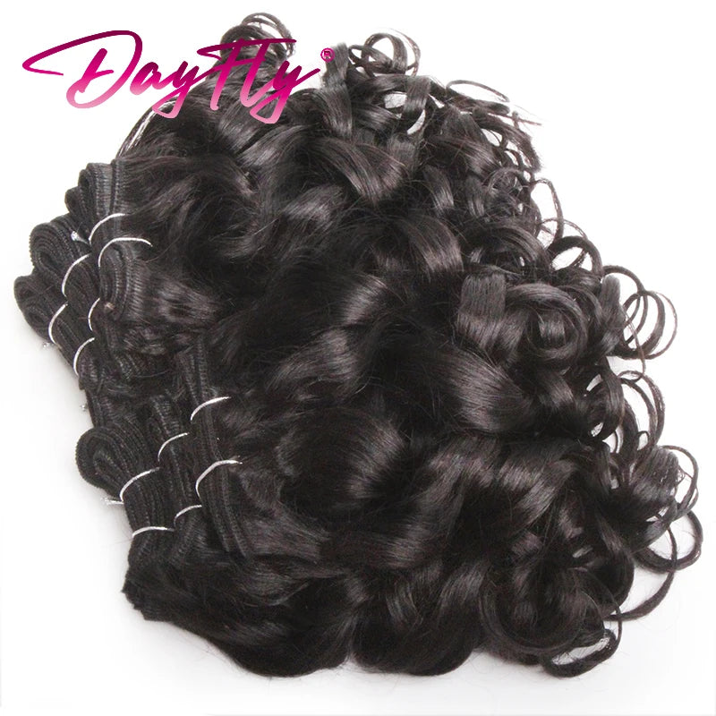 Brazilian Hair Weave Bundles 100% Human Hair Bundles Short Curly Hair Bundles 8Inch 6 Bundles Colored Hair Extensions For Women