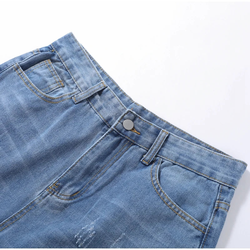 Women‘s Fashion Straight Jeans Casual High Waisted Washed Skinny Trousers Ripped Slim Pants For Lady Commuter 2025 Fashion Trend