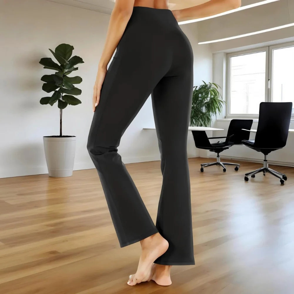 2025 Women's High Waist Yoga Pants 4-Way Stretch Workout Trousers with Pockets, Tummy Control Gym to Office Black Leggings S-3XL