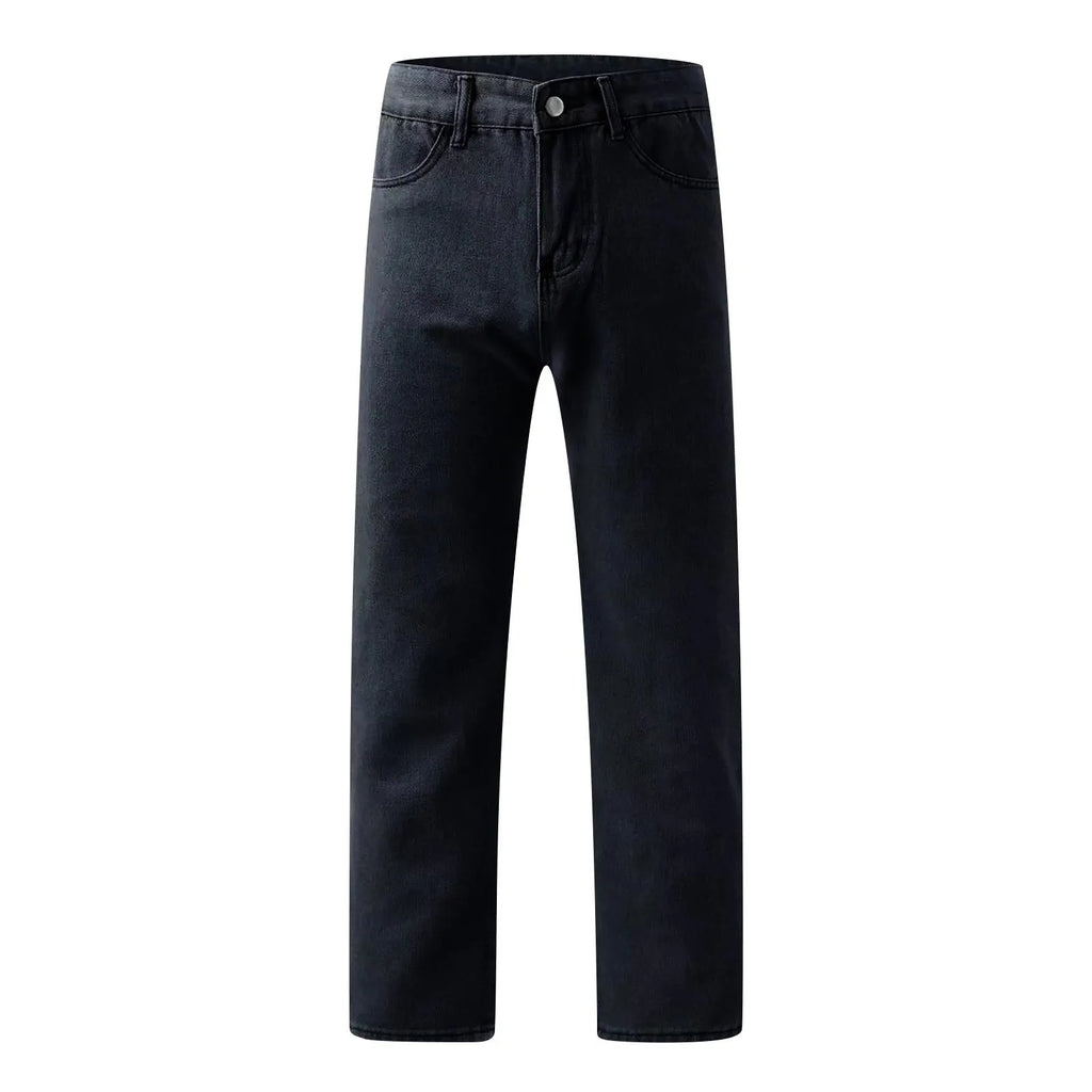 Women Fashion Denim Jeans Retro Ladies Loose Straight Pants Mid Waist Button Pocket Trousers Casual De Mujer Pantalon Femme