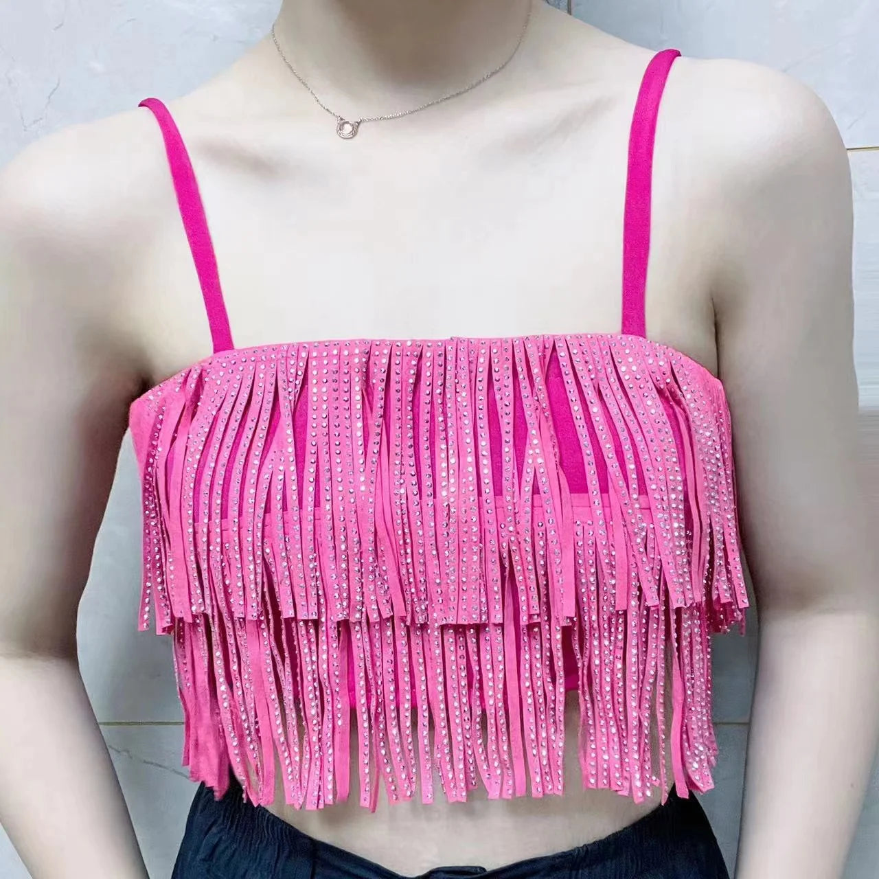 Women Skirt Fashion 2025 New Autumn High Waist Belt Multi Layer Short  Heavy Drilling Rhinestones Fringed Skirt with Cake A Line