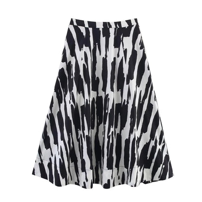 Skirts Summer Women's 2025 New Chic Print High Waist Women's Skirts Fashion Joker Street Youth Holiday Travel Skirts