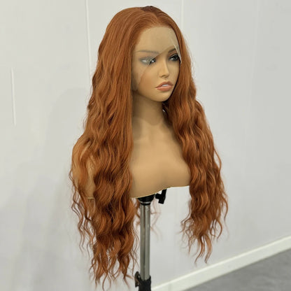 Ginger Wig Loose Wave Synthetic Lace Front Wigs For Women Long Auburn Orange Wig Deep Wave Lace Hair Heat Resistant Cosplay wear