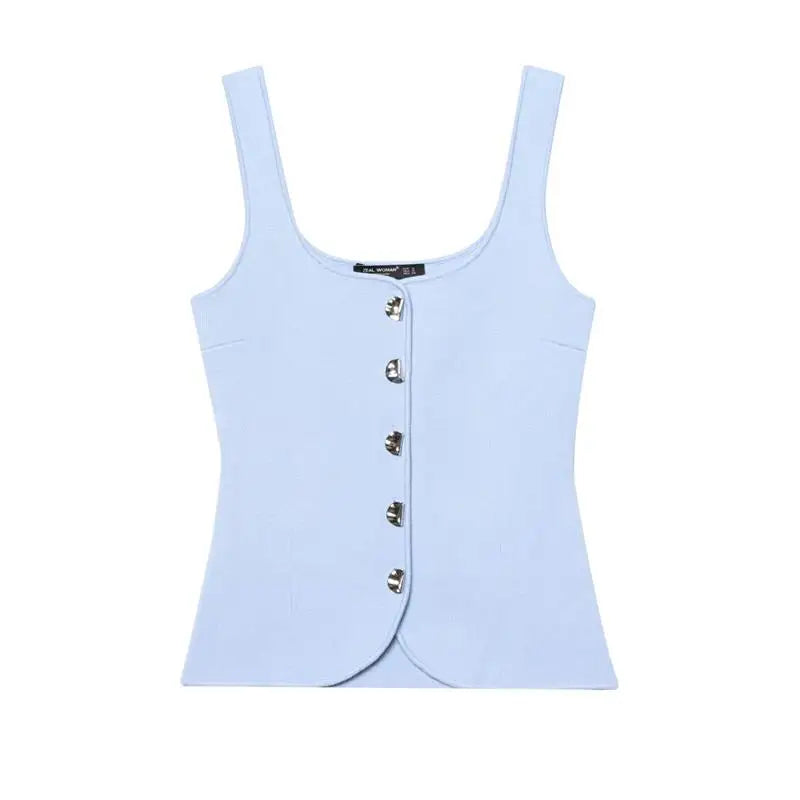 Women's 2025 New Summer Tops Chic Elastic Slim Elegant Holiday Women's Tops Summer Street Fashion Youth Tank Tops