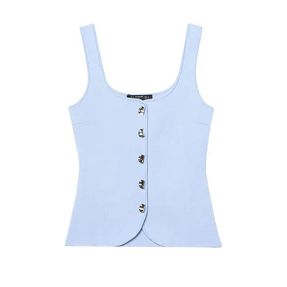 Women's 2025 New Summer Tops Chic Elastic Slim Elegant Holiday Women's Tops Summer Street Fashion Youth Tank Tops