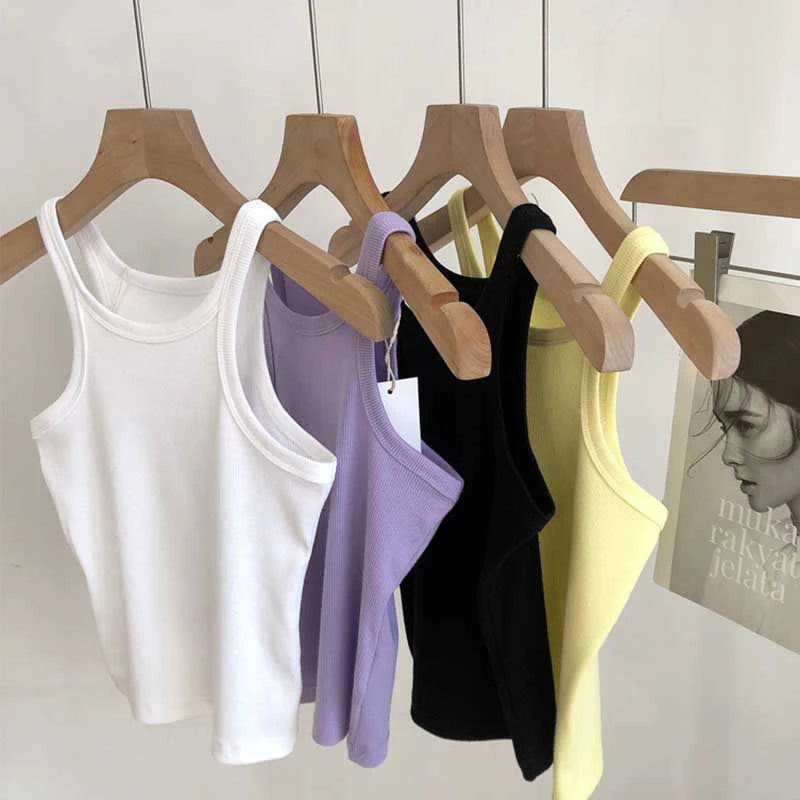 2024 Women Tank Tops Sexy Cropped Top Female Women Summer Camisole Camis Black White Sport Clothes For Women