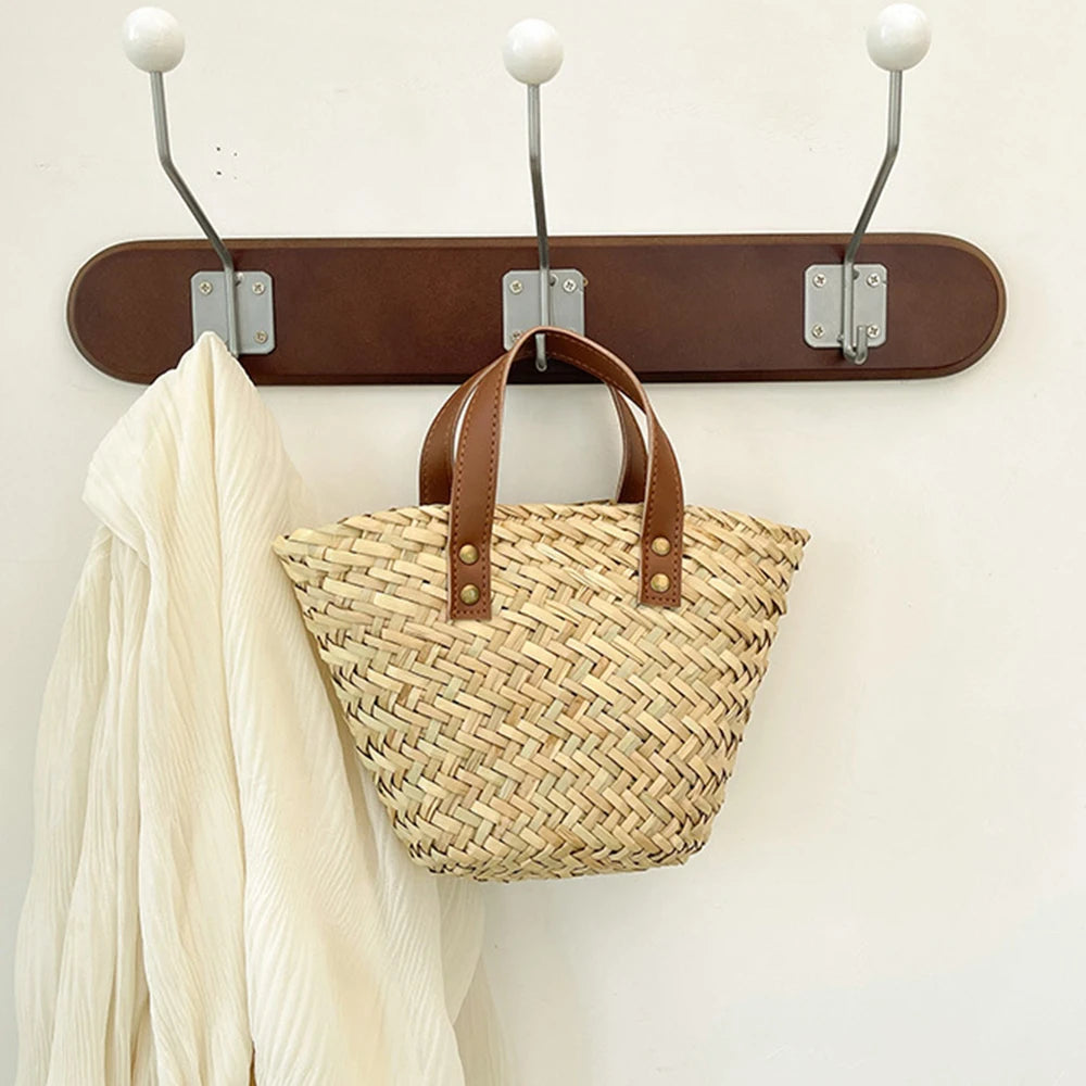 Wicker Woven Basket Bags for Women Handbag Summer Straw Rattan Bag Vacation Travel Beach Bag Handmade Bucket Bags Shopper Tote