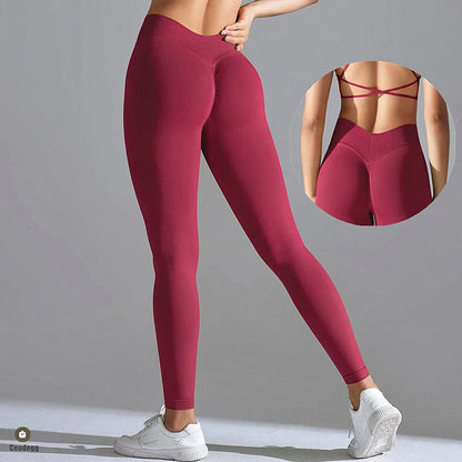 Seamless Yoga Pants Women Sexy V Butt Push Up Fitness High Waist Pants Gym Running Workout Female Sports Yoga Tight Leggings