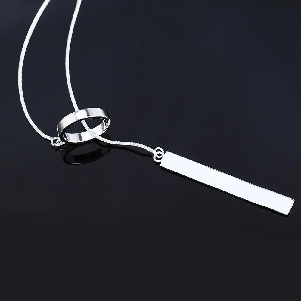 New 925 Sterling Silver Necklace for Women Jewelry 18 Inches Creative Round Pendant Fashion Christmas Gifts Wedding