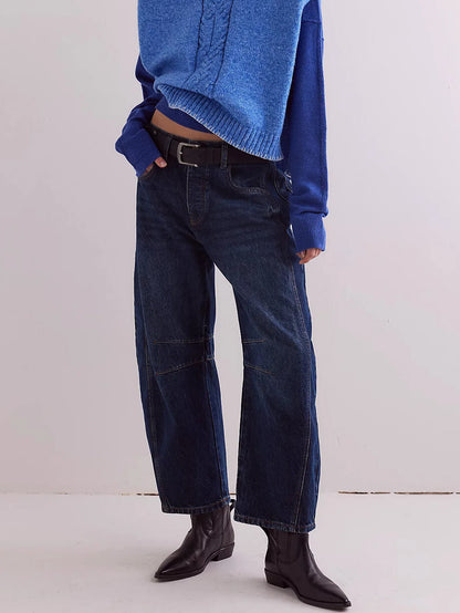 Women's Four Seasons New Fashion Low-rise Jeans Casual Loose Wash Wide-leg Pants Women's Simple Comfortable Straight Leg Jeans