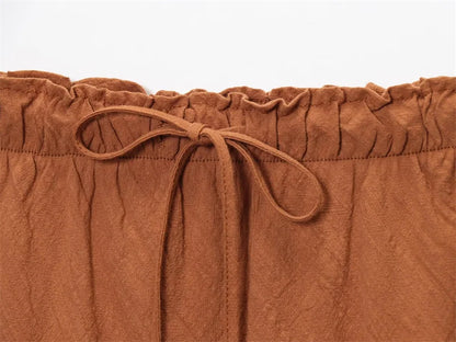 Women's Skirt New Fall 2025 Solid Color Drawstring Design Skirt Skirt Casual Fashion Personality Versatile