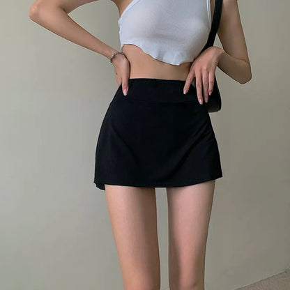 Tennis Skirt Women High Waist Sexy Girl Tight Bag Hip Short Skirt Summer Sports Culottes split A-line Mini skirt Y2K