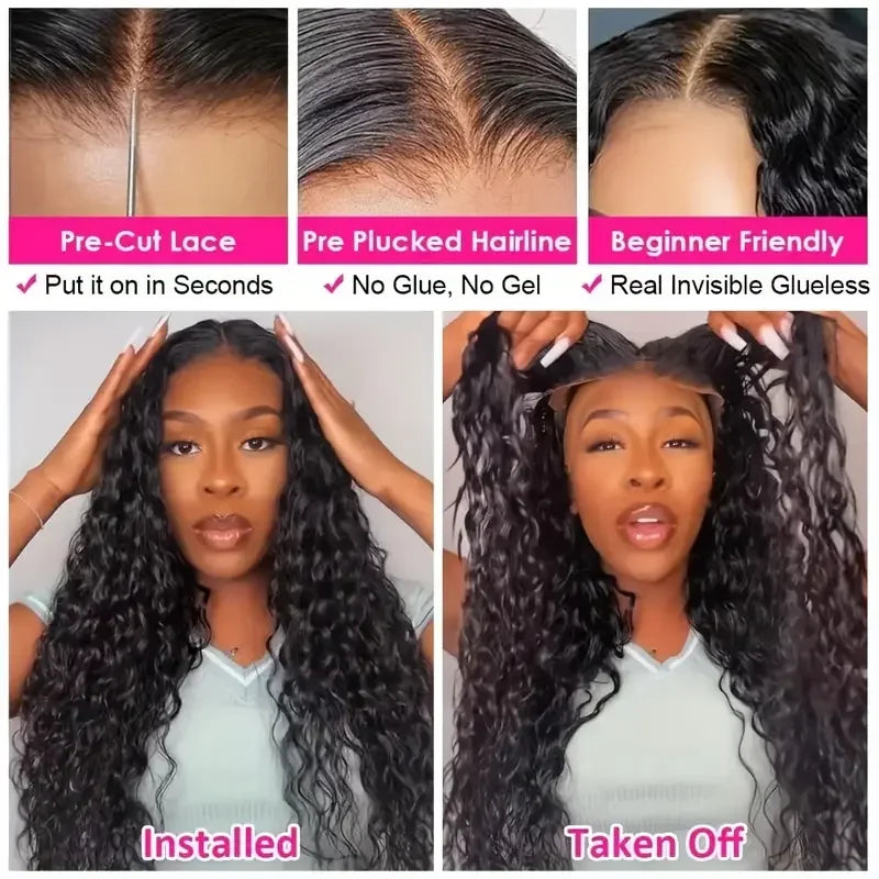 Wear And Go Kinky Curly Wig 7x5 6x4 Glueless Human Hair Wig Ready To Go Human Hair Lace Closure Glueless Wigs Pre Cut No Glue