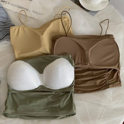 Women Crop Tops Sexy Tank Top For Lady Summer Tube Tops With Cups Female Underwear Lingerie Woman Clothing Girls Camisole Vest