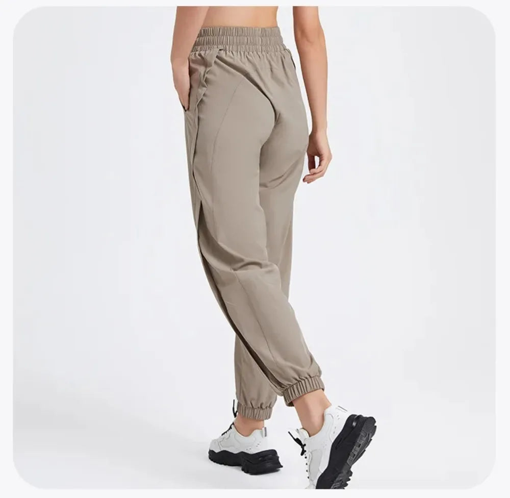 Elastic Waist Yoga Pants for Women Loose-Fitting Workout Pants Wide-Leg Drawstring Closure Stretchy High Waisted Jogging Jogger