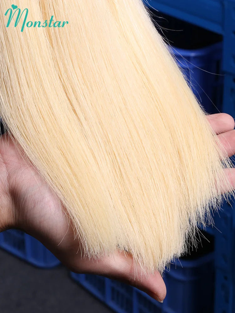 613 Blonde Colored Straight Human Hair Bundles 1 Pcs Double Drawn Raw Vietnamese Hair Bundles Weave Weft 22 24 26 28 30 32 Inch