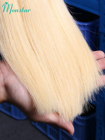 613 Blonde Colored Straight Human Hair Bundles 1 Pcs Double Drawn Raw Vietnamese Hair Bundles Weave Weft 22 24 26 28 30 32 Inch