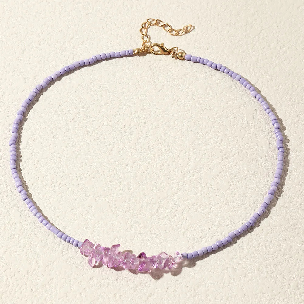 Bohemian Handmade Colorful Beads Chain Fashion Necklaces Tassels Pearl Pendant Jewelry For Women Accessories N0368