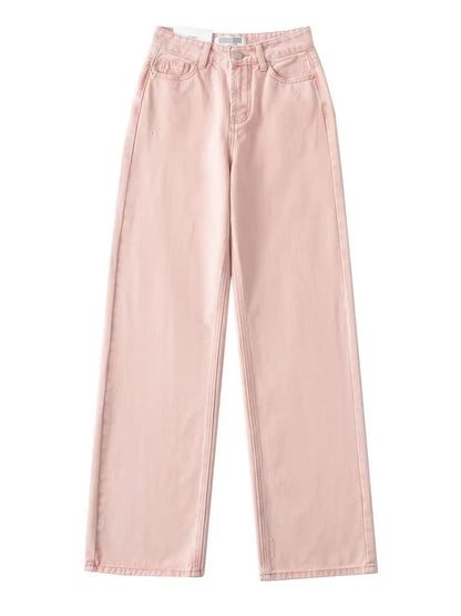 Blue Jeans Women High Waist 2025 Loose Casual Boyfriend Long Jeans For Work Ladies Simple Straight Leg Denim Pants For Women