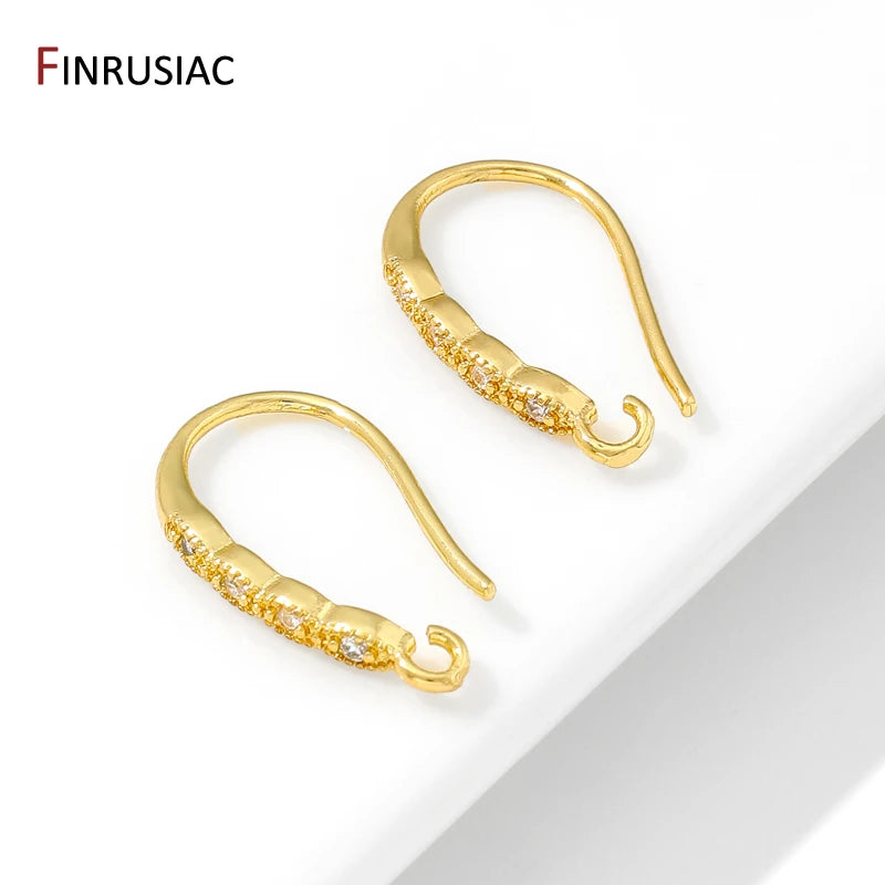 18K Gold Plated Brass Crystal Earrings Findings Earwire Clasps Hooks For DIY Women Handmade Earrings Accessories Wholesale