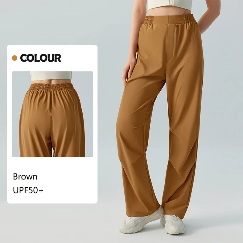 Women's Yoga Pant Autumn Winter Loose Fit Wide Leg Pants Commuting Fitness Drawstring Casual Trousers