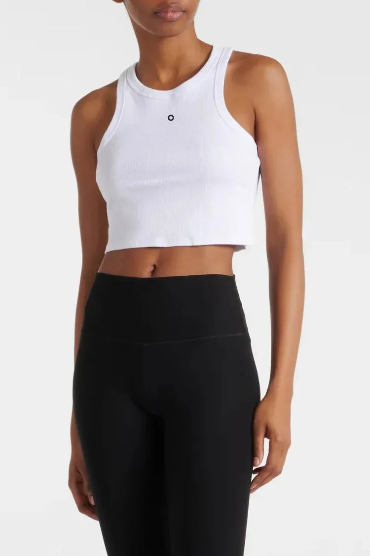 Cotton Sleeveless Tank Top for Women Summer New White Slim Yoga Fitness Vest Leisure Running Gym Breathable Pilates Tank Top