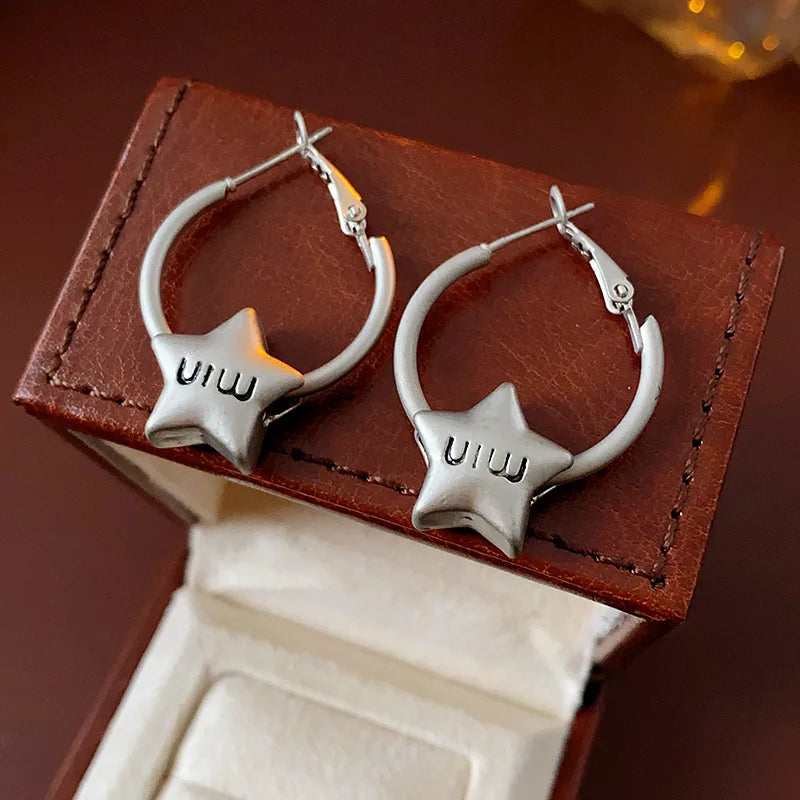 European and American Style Letter Round Ear Rings,fashionable and Versatile for Commuting,simple and Elegant Earrings for Women